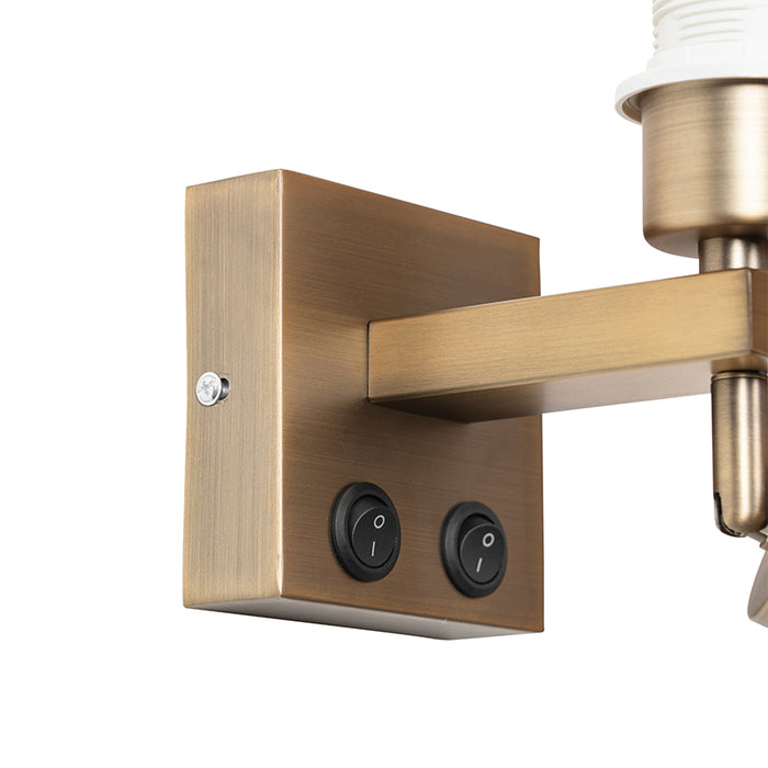 QAZQA Moderne wandlamp brons met leeslamp - Brescia