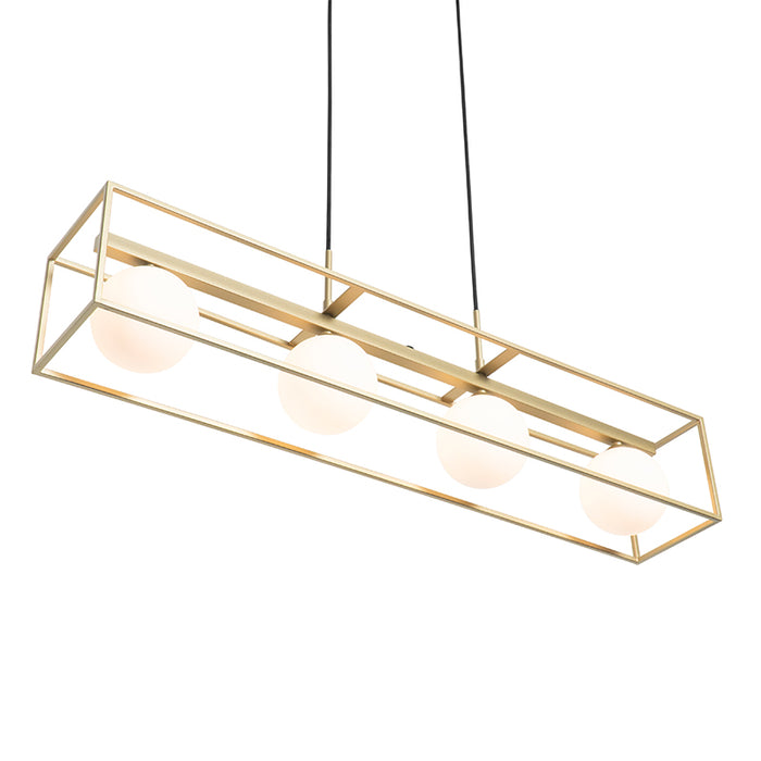 QAZQA Design hanglamp goud met wit glas 4-lichts - Aniek