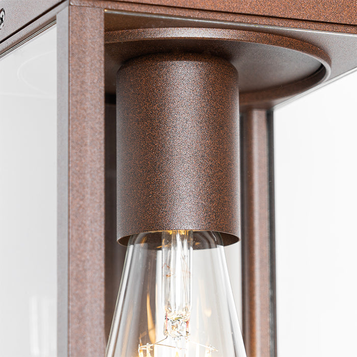 QAZQA Buiten wandlantaarn roestbruin met bewegingssensor IP44 -