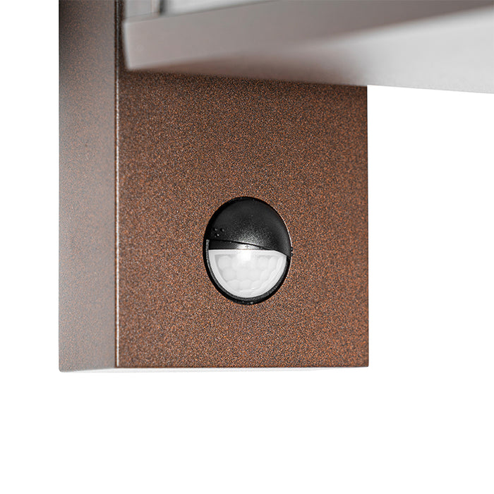 QAZQA Buiten wandlantaarn roestbruin met bewegingssensor IP44 -