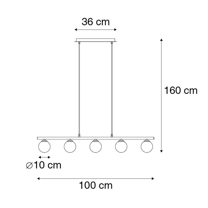 QAZQA Moderne hanglamp goud 100 cm 5-lichts met smoke glas - Athens