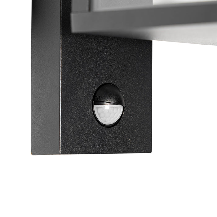 QAZQA Buiten wandlantaarn zwart met bewegingssensor IP44 - Charlois