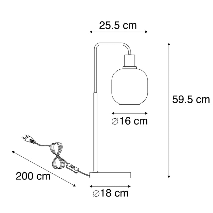 QAZQA Design tafellamp zwart met goud en smoke glas - Zuzanna