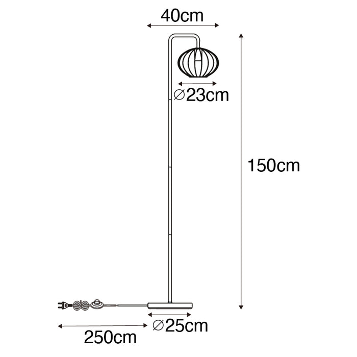 QAZQA Industriële vloerlamp zwart 23 cm - Margarita