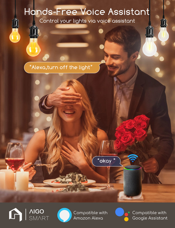 Aigostar - E27- Slimme Lamp - Dimbaar - CCT - 2700 - 6500K - 6W