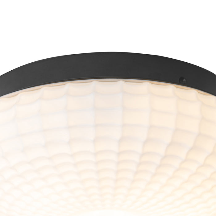 QAZQA Klassieke plafondlamp zwart met opaal glas 30 cm IP44 - Nohmi