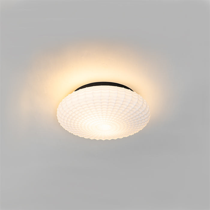 QAZQA Klassieke plafondlamp zwart met opaal glas 35 cm IP44 - Nohmi