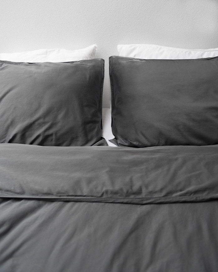 Van Morgen Overtrekset katoen satijn anthracite grey 140 x 220 cm