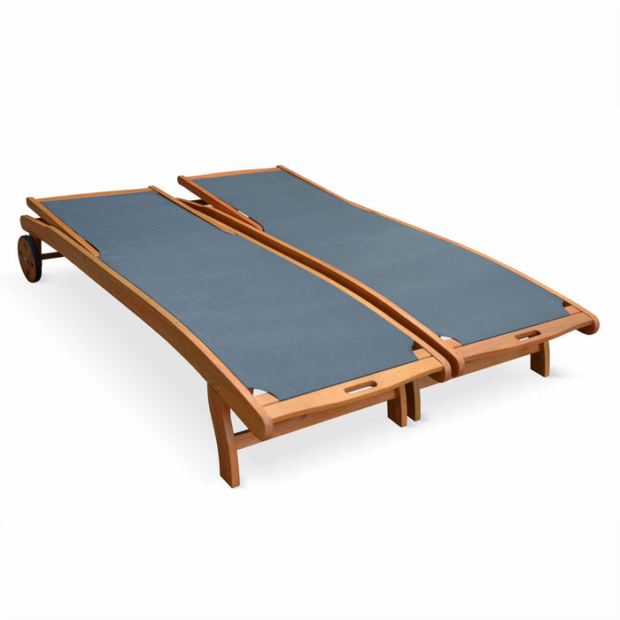 sweeek - Set van 2 houten ligbedden