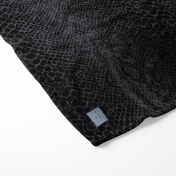 LINNICK Flanel Fleece Deken Snake - zwart|antraciet - 140x200cm