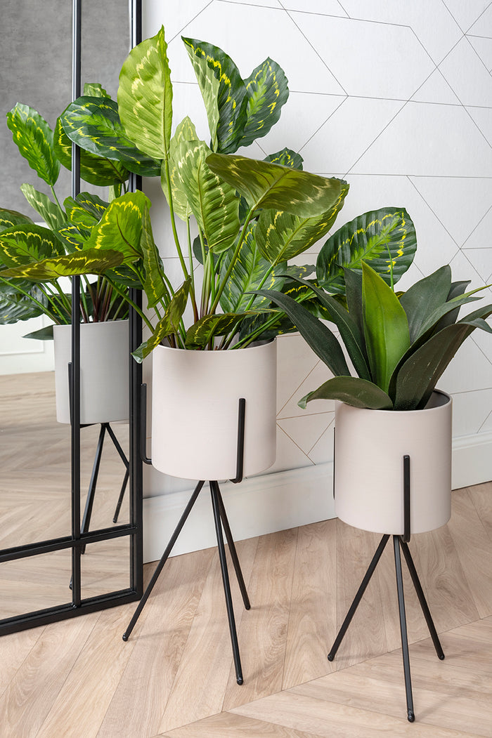 present time - Bloempot set Pedestal XL - Warm Grijs - Ø23cm & Ø20cm