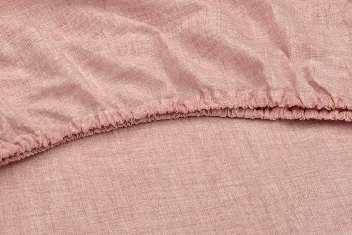 Zo Home Lino Hoeslaken Katoen Linnen Look 35cm Hoek - old rose