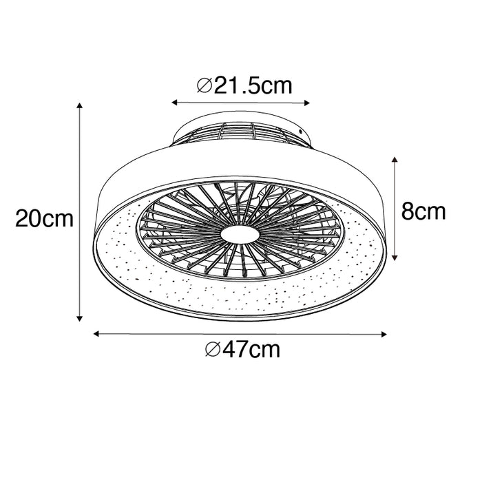 QAZQA Plafondventilator wit met ster effect 47cm incl. LED dimbaar
