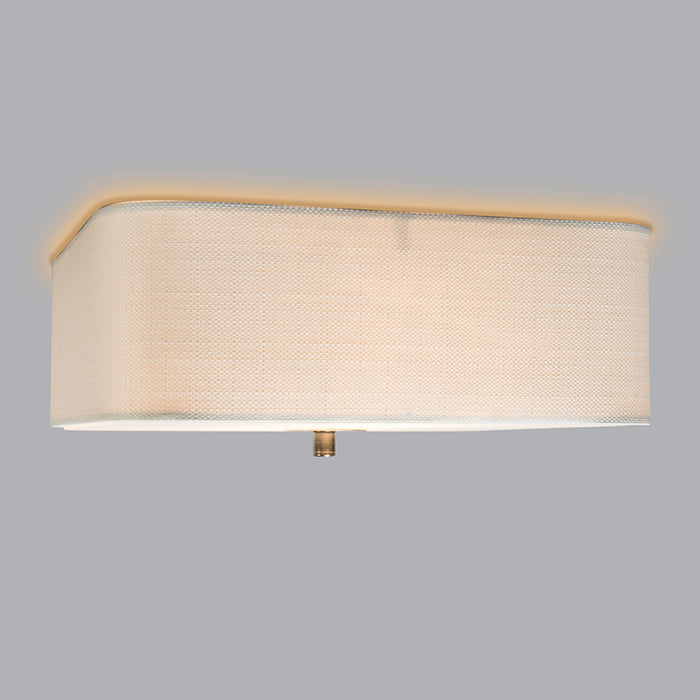 QAZQA Plafondlamp drum jute - Wit - Modern - L 300mm