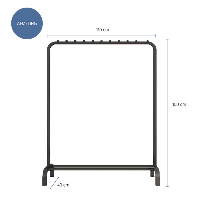 QUVIO Kledingrek met schoenen opbergruimte zwart