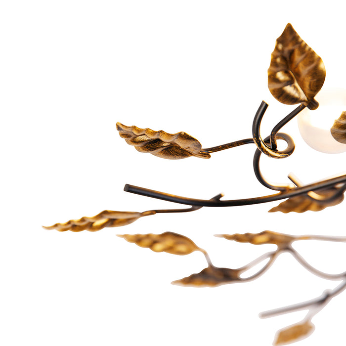 QAZQA Vintage plafondlamp zwart met goud 50 cm 3-lichts - Foglie
