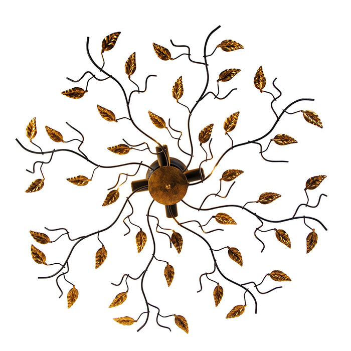 QAZQA Vintage plafondlamp zwart met goud 80 cm 4-lichts - Foglie