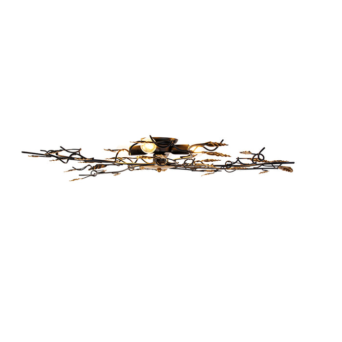 QAZQA Vintage plafondlamp zwart met goud 80 cm 4-lichts - Foglie