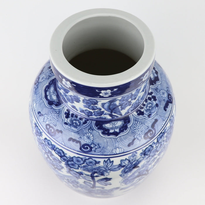 Fine Asianliving Chinese Vaas Blauw Wit Porselein