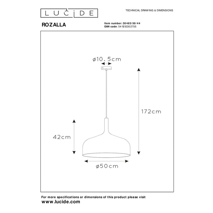 Lucide ROZALLA Hanglamp 1xE27 - Okergeel