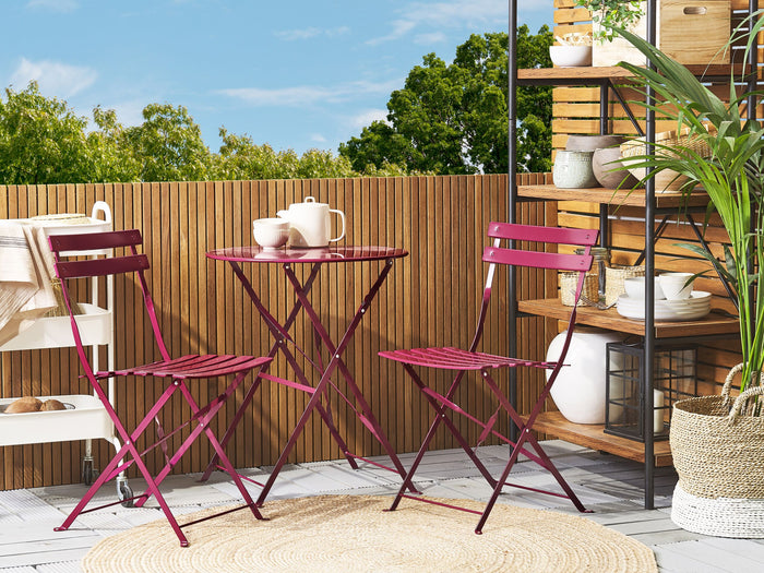 Beliani - FIORI - Bistroset voor 2 - Bordeaux rood - Staal