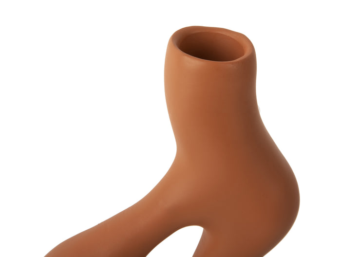 present time - Vase Organic Swirls polyresin burned orange