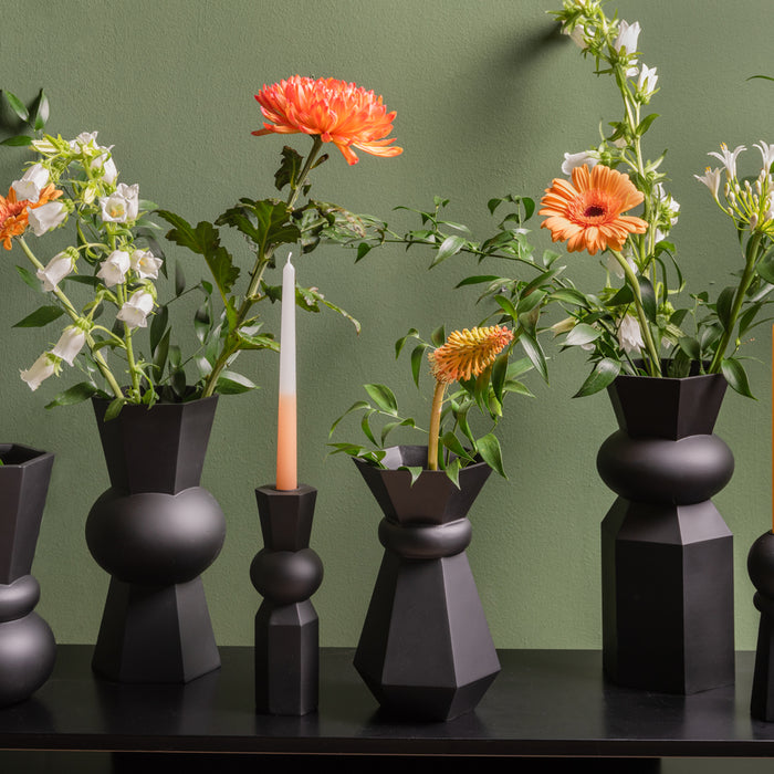 present time - Vase Geo Count polyresin black