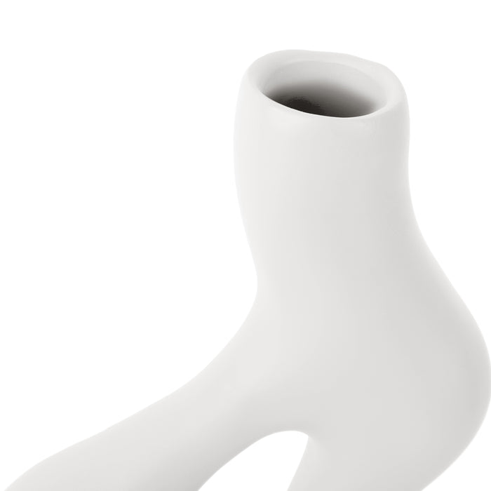 present time - Vase Organic Swirls polyresin white