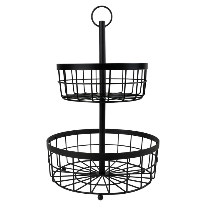 QUVIO Fruitmand 2 laags - Metaal - Zwart