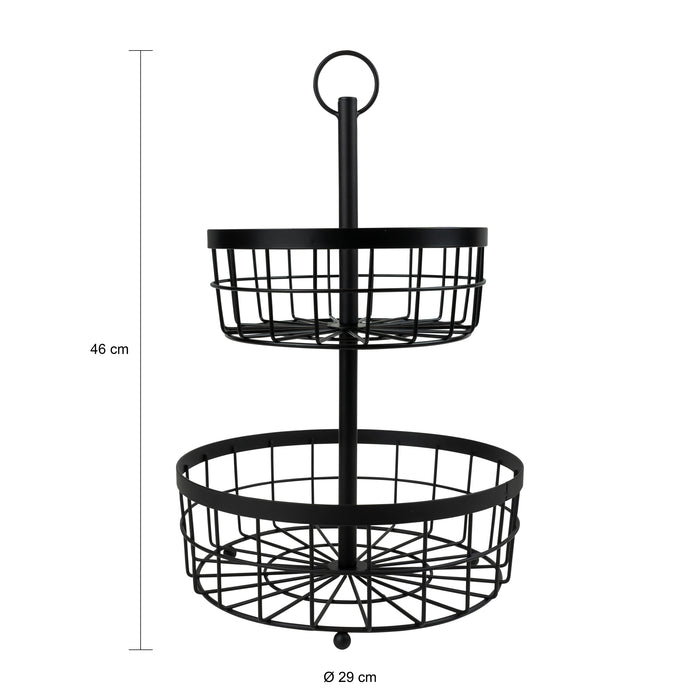 QUVIO Fruitmand 2 laags - Metaal - Zwart
