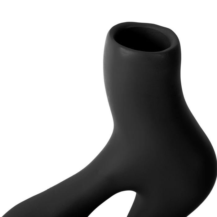 present time - Vase Organic Swirls polyresin black