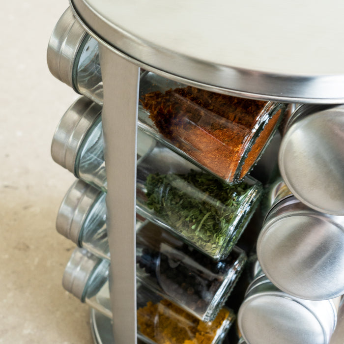 Krumble Kruidenrek draaibaar + 16 kruidenpotjes - RVS