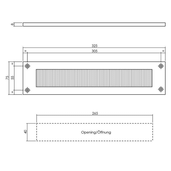 Intersteel Tochtwering rechthoekig nikkel mat