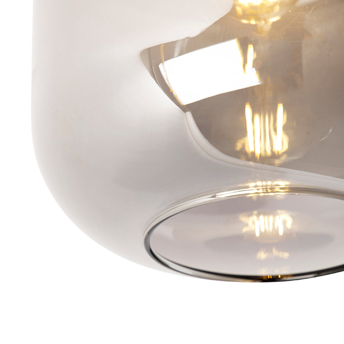 QAZQA Design plafondlamp zwart met goud en smoke glas - Zuzanna