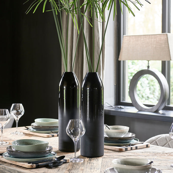 Rivièra Maison - Elegante Glas Vaasje, zwart, handgemaakt, hoogte 46 cm