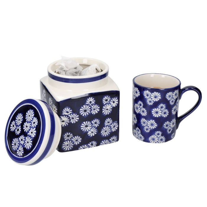 London Pottery - Globe Small Daisies Voorraadpot, Keramiek, Blauw, Mad