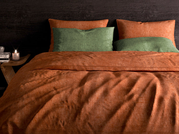 Heckett Lane Dekbedovertrek Flanel Franela - brick red