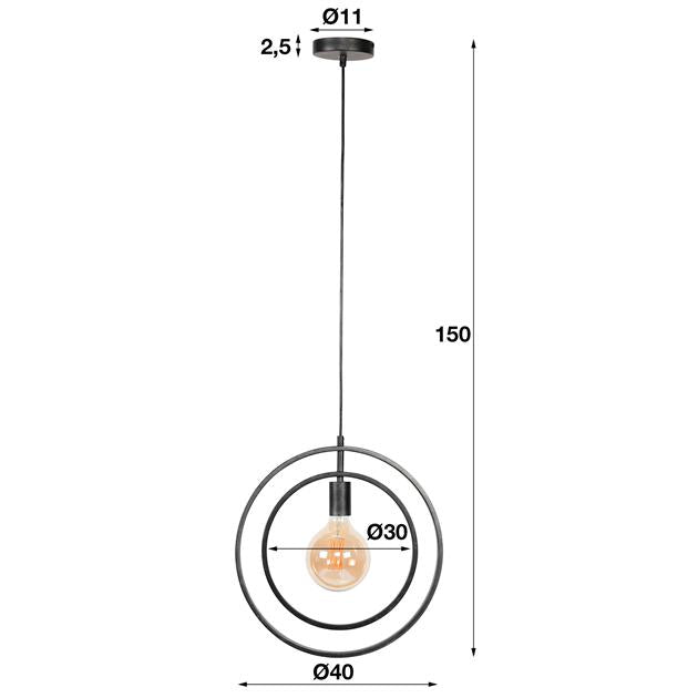 Hoyz - Industrieel Hanglamp - 1 Lamp - Turn around - Zwart