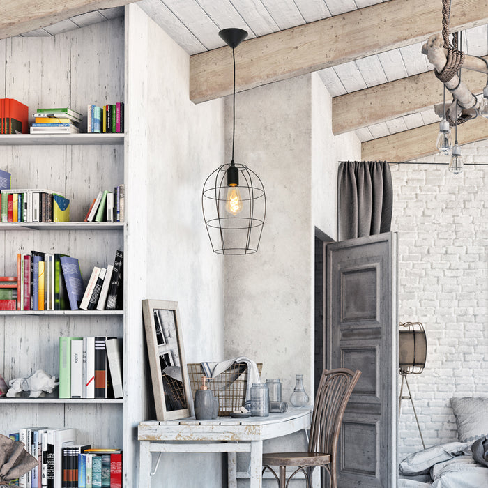 Mexlite - hanglamp - Minimalics - zwart - metaal - Ø 15cm - E27 -