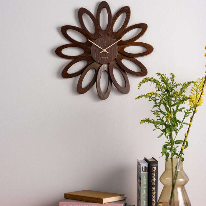 Karlsson - Wall clock Fiore dark wood veneer
