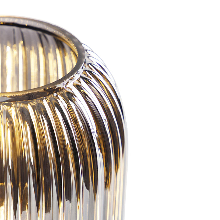 QAZQA Art Deco tafellamp zwart met smoke glas - Banci