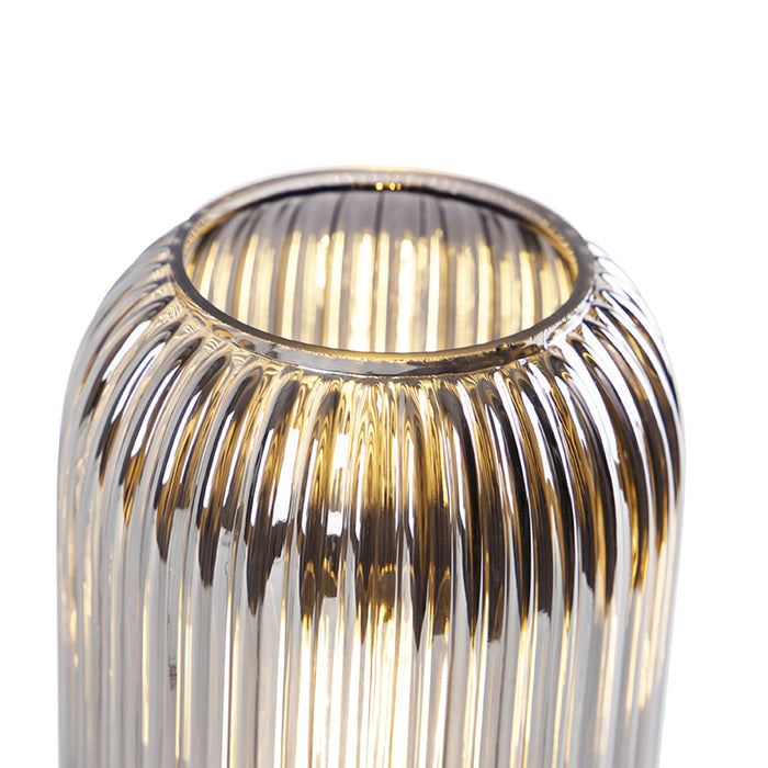 QAZQA Art Deco tafellamp zwart met smoke glas - Banci