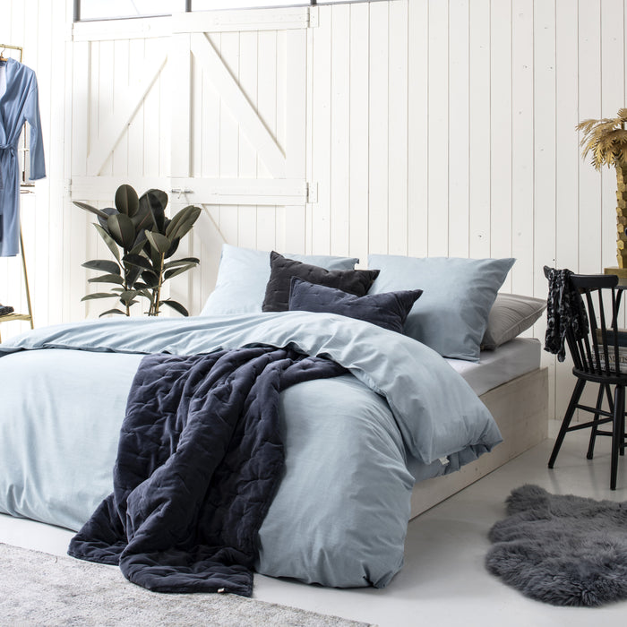 Walra Vintage Cotton Dekbedovertrek 200 x 220/240 cm - Jeans blauw