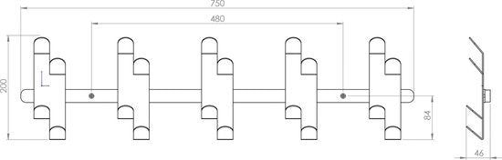 Gorillz Wandkapstok Origami - Wandkapstok - 20 haken - Zwart
