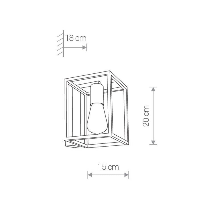 Nowodvorski Wandlamp Crate H 20 cm B 15 cm zwart