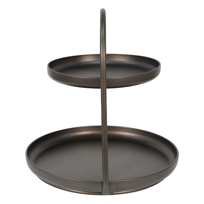 Clayre & Eef Etagère 2 laags 41*42*45 cm Zwart Ijzer Serveerschaal