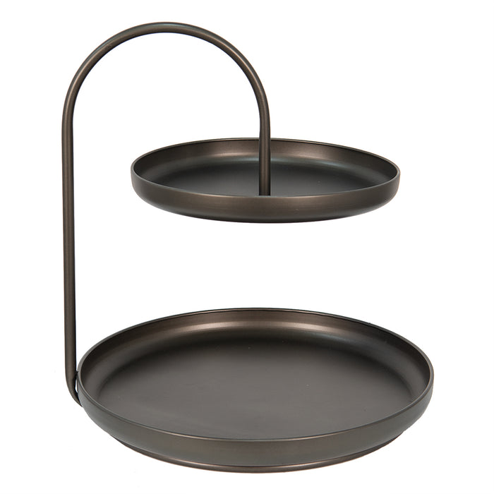 Clayre & Eef Etagère 2 laags 41*42*45 cm Zwart Ijzer Serveerschaal