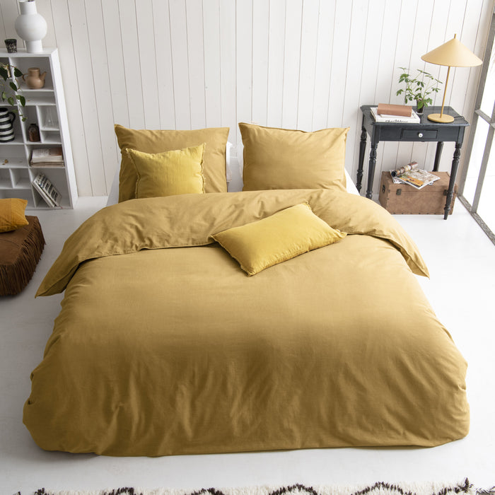 Walra Vintage Cotton Dekbedovertrek 200 x 220/240 cm - Honing mosterd