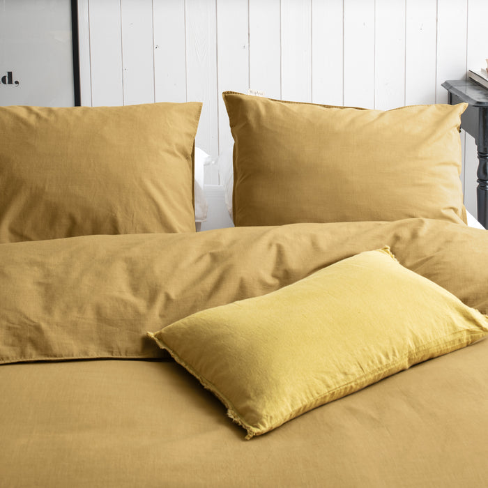 Walra Vintage Cotton Dekbedovertrek 200 x 220/240 cm - Honing mosterd