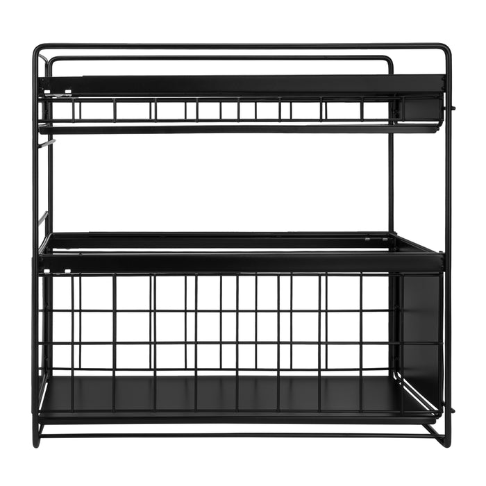 QUVIO Kruidenrek metaal met 2 lades - Zwart